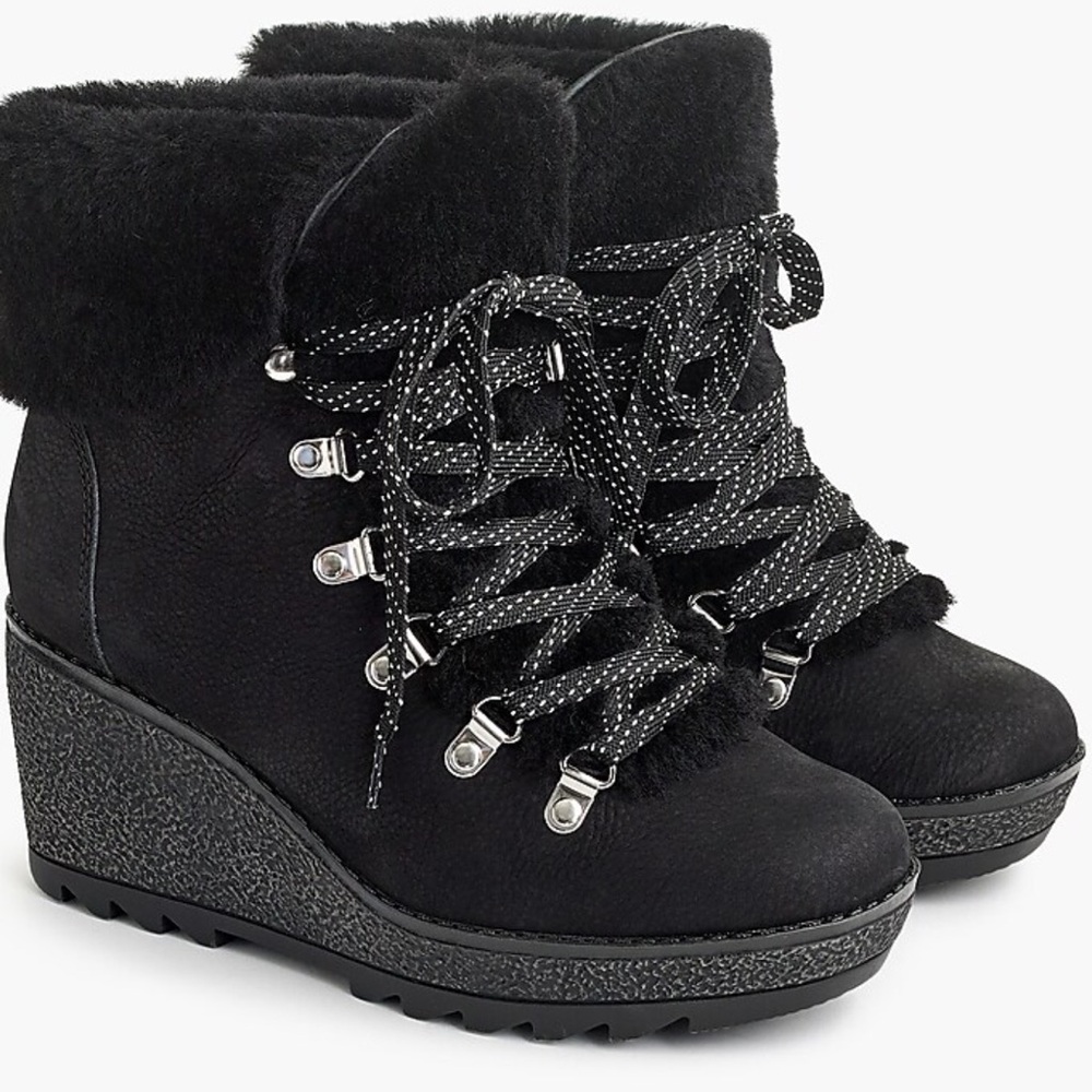 J CREW Nordic wedge boots size 8